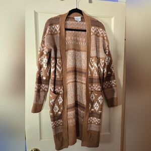 NWOT Pink Rose Women's Patterned Cardigan Sweater Sz M